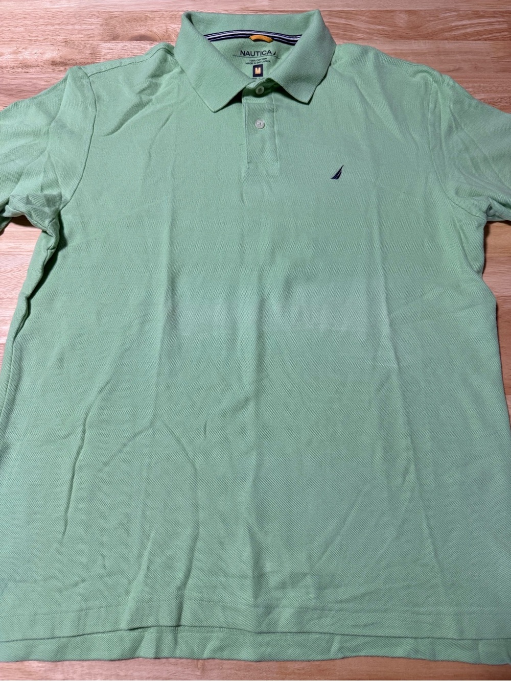 Men’s Nautica Polo Shirt Medium Lime Green 100% Cotton Short Sleeve